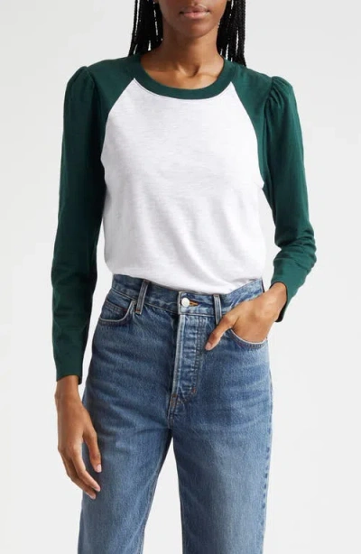 Veronica Beard Mason Colorblock Baseball T-shirt In White Pine
