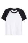Veronica Beard Short Sleeve Mason Baseball Tee In White