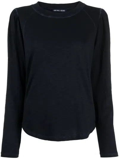 Veronica Beard Mason Cotton Baseball Top In Blue