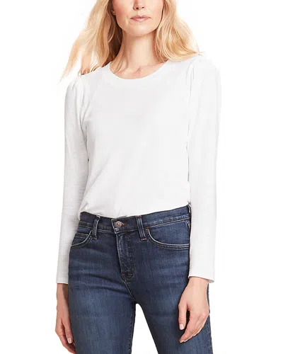Veronica Beard Mason Gathered Shoulder Baseball Tee In White