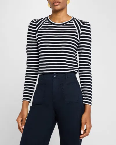 Veronica Beard Mason Long-sleeve Baseball Tee In Navy White