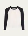 Veronica Beard Mason Long-sleeve Baseball Tee In White