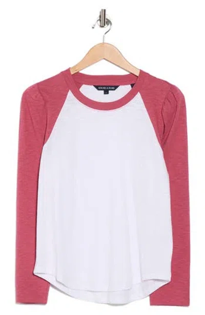 Veronica Beard Mason Raglan Sleeve Cotton Baseball T-shirt