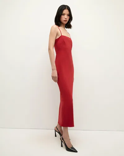 Veronica Beard Mavis Maxi Slip Dress In Crimson