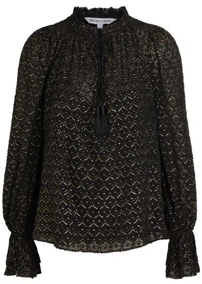Veronica Beard Maxime Fil Coupé Chiffon Blouse In Black