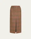 Veronica Beard Maxine Plaid Virgin Wool Maxi Skirt In Camel/black