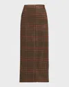 Veronica Beard Maxine Plaid Virgin Wool Maxi Skirt In Camel/black