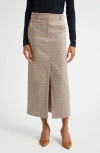 Veronica Beard Check-pattern Split Midi Skirt In Gray