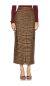 Veronica Beard Maxine Plaid Virgin Wool Maxi Skirt In Camel & Black