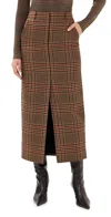 Veronica Beard Maxine Plaid Virgin Wool Maxi Skirt In Camel/black