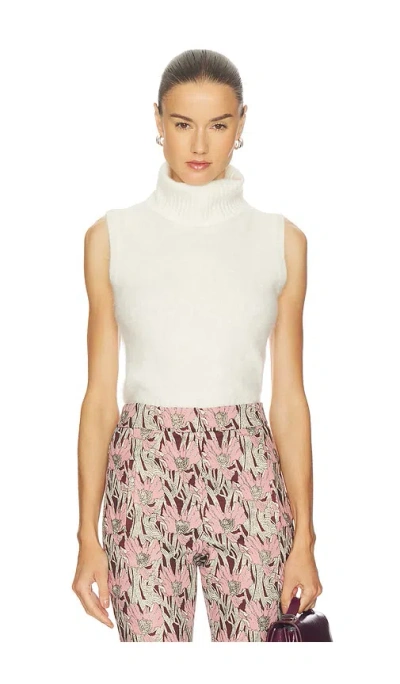 Veronica Beard Mazzy Brushed Cashmere Shell In White