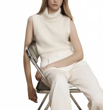 Veronica Beard Mazzy Brushed Cashmere Sleeveless Sweater In Ivory In White