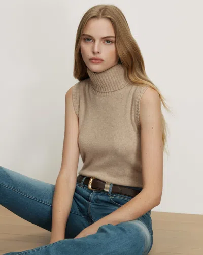 Veronica Beard Mazzy Cashmere Sleeveless Sweater In Oatmeal