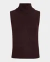 Veronica Beard Mazzy Cashmere Sleeveless Turtleneck Sweater In Brown