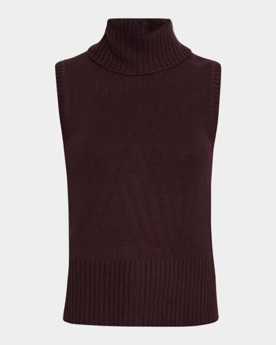 Veronica Beard Mazzy Cashmere Sleeveless Turtleneck Sweater In Brown