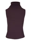 Veronica Beard Mazzy Roll-neck Sleeveless Top In Purple