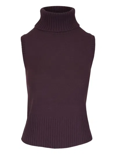 Veronica Beard Mazzy Roll-neck Sleeveless Top In Purple
