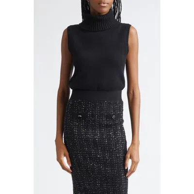 Veronica Beard Mazzy Sleeveless Cashmere Turtleneck Sweater In Black