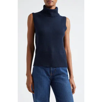 Veronica Beard Mazzy Sleeveless Cashmere Turtleneck Sweater In Blue