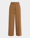 Veronica Beard Mcgrath Wide-leg Pants With Chain Belt In Brown