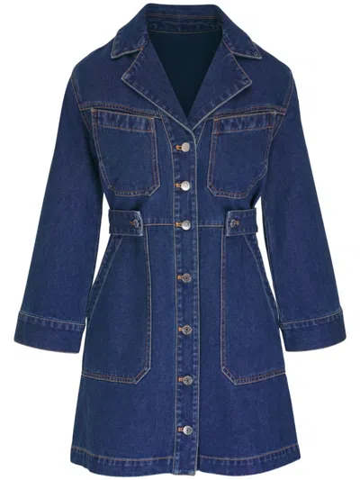 Veronica Beard Mckinely Mini Shirt Dress In Blue