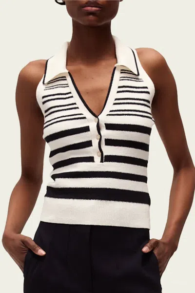 Veronica Beard Meera Knit Tank Top In White Navy