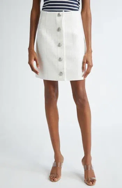 Veronica Beard Melia Tweed Button Front Skirt In Off White