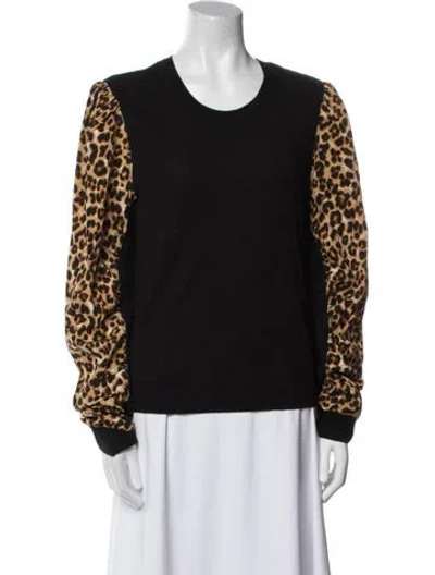 Pre-owned Veronica Beard Merino Wool Animal Print Sweater In Black