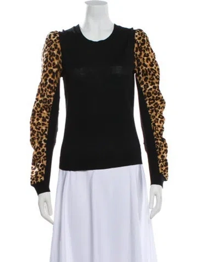 Pre-owned Veronica Beard Merino Wool Animal Print Sweater In Black