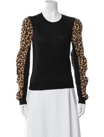 Pre-owned Veronica Beard Merino Wool Animal Print Sweater In Black
