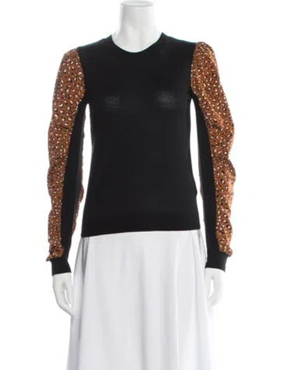 Pre-owned Veronica Beard Merino Wool Animal Print Sweater In Black