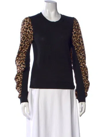 Pre-owned Veronica Beard Merino Wool Animal Print Sweater In Black