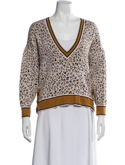 Pre-owned Veronica Beard Merino Wool Animal Print Sweater In Neutral