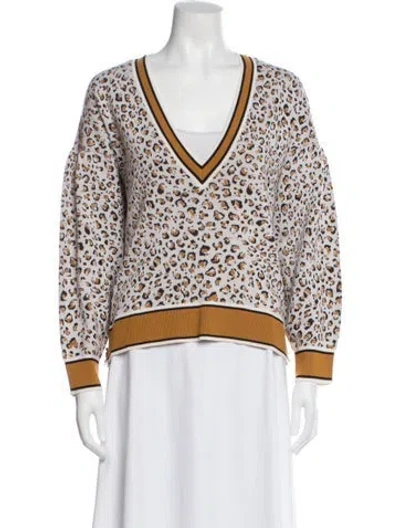Pre-owned Veronica Beard Merino Wool Animal Print Sweater In Neutral