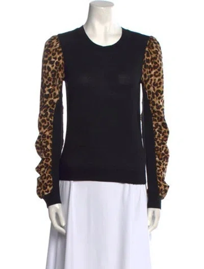 Pre-owned Veronica Beard Merino Wool Animal Print Sweatshirt In Black
