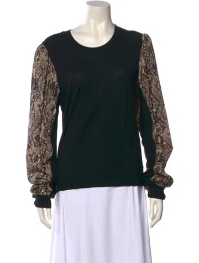 Pre-owned Veronica Beard Merino Wool Animal Print Sweatshirt In Black