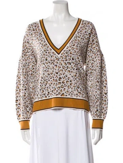 Pre-owned Veronica Beard Merino Wool Animal Print Top In Neutral