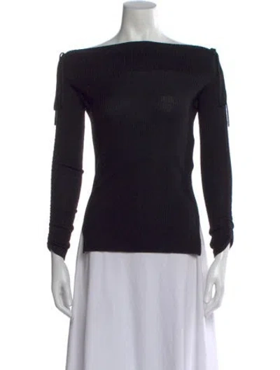 Pre-owned Veronica Beard Merino Wool Bateau Neckline Sweater In Black