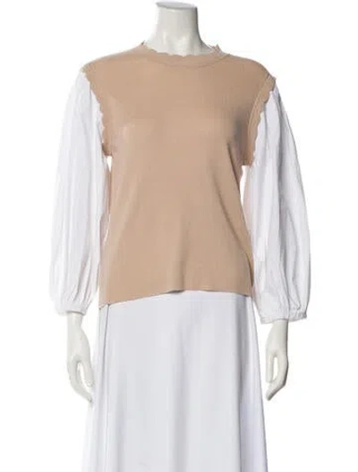 Pre-owned Veronica Beard Merino Wool Bateau Neckline Top In Brown