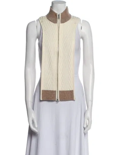 Pre-owned Veronica Beard Merino Wool Colorblock Pattern Dickey In Neutral