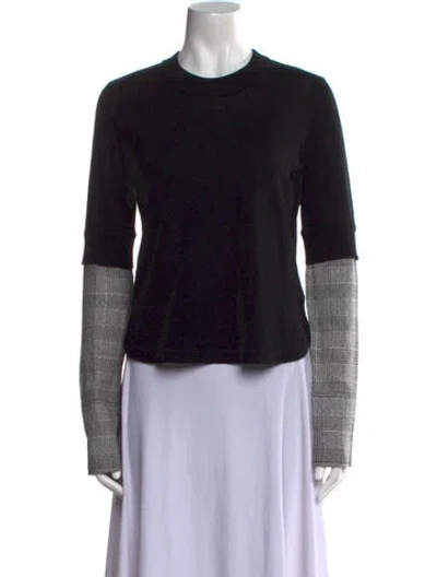 Pre-owned Veronica Beard Merino Wool Colorblock Pattern Sweater In Black