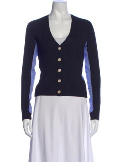 Pre-owned Veronica Beard Merino Wool Colorblock Pattern Sweater In Blue