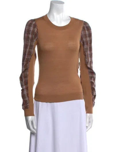 Pre-owned Veronica Beard Merino Wool Colorblock Pattern Sweater In Brown