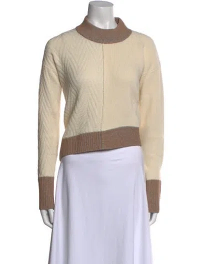 Pre-owned Veronica Beard Merino Wool Colorblock Pattern Sweater In Neutral