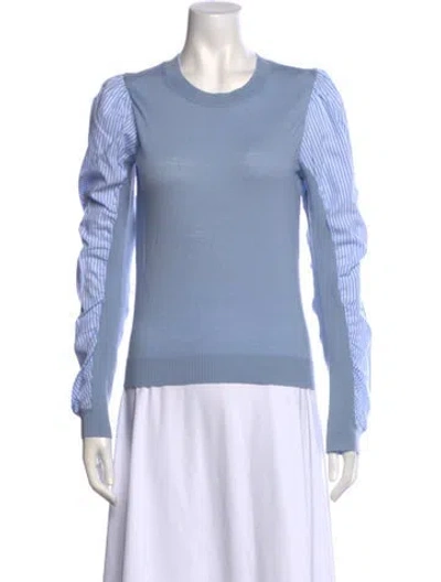 Pre-owned Veronica Beard Merino Wool Colorblock Pattern Sweatshirt In Blue