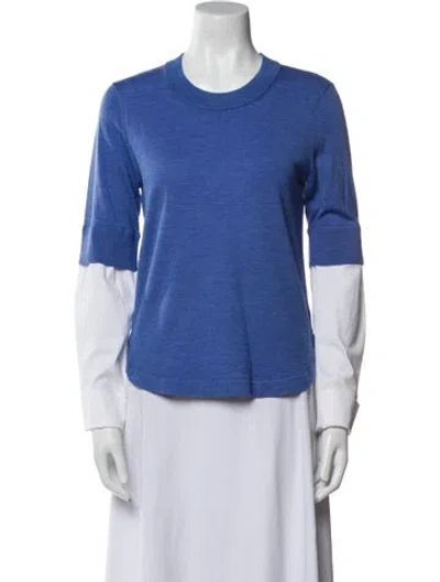 Pre-owned Veronica Beard Merino Wool Crew Neck Sweater In Blue