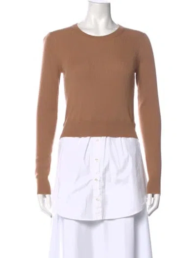 Pre-owned Veronica Beard Merino Wool Crew Neck Sweater In Brown