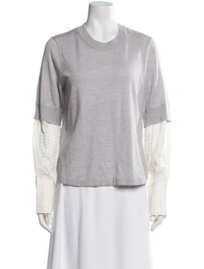 Pre-owned Veronica Beard Merino Wool Crew Neck Sweater In Gray