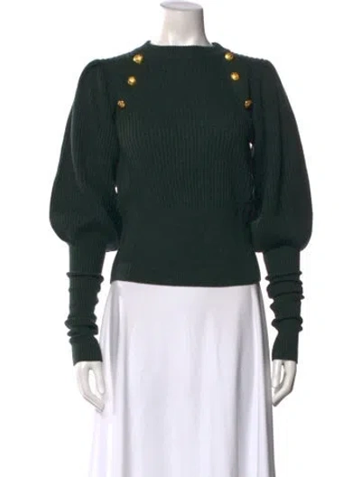 Pre-owned Veronica Beard Merino Wool Crew Neck Sweater In Green