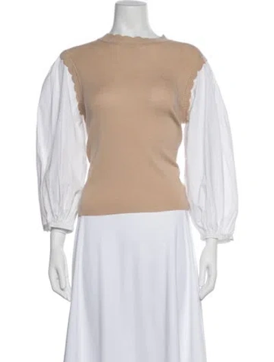 Pre-owned Veronica Beard Merino Wool Crew Neck Sweater In Neutral